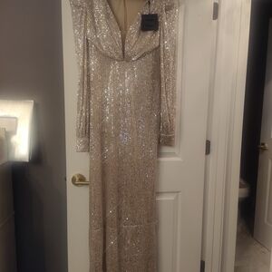 Mac Duggal Gold Sequin Gown